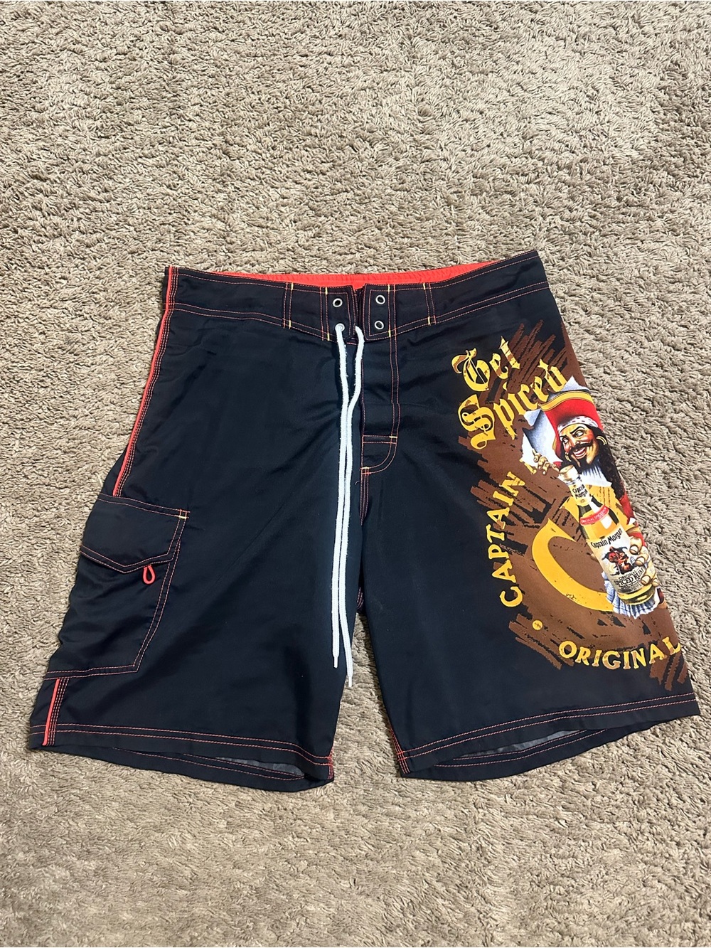 Vintage Captain Morgan “triple black” swim trunks 00s size medium